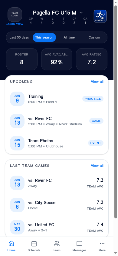 Home dashboard