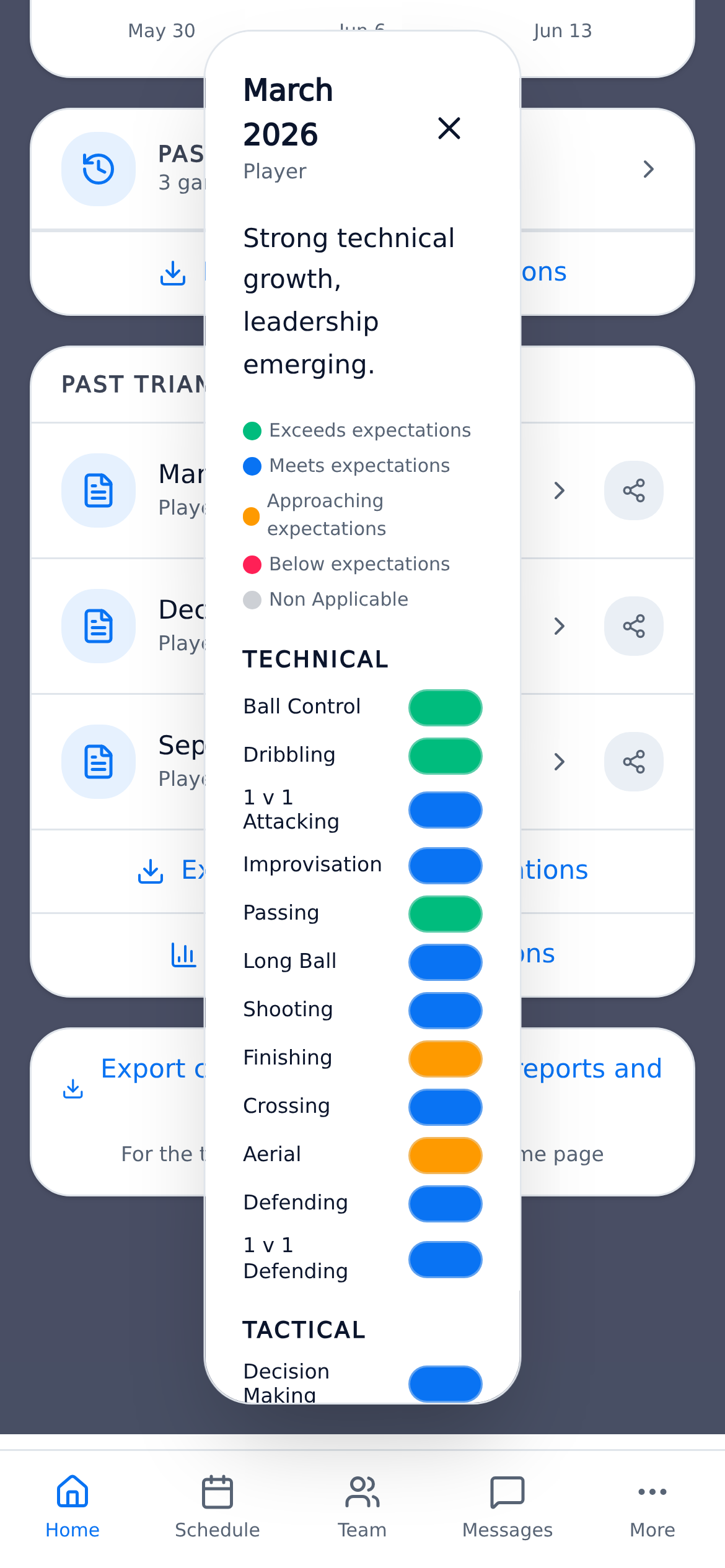 Player triannual evaluation