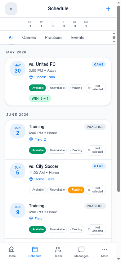 Schedule & availability